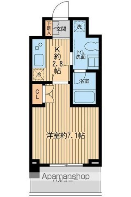 ウィルテラス奥沢[1K/25.17m2]の間取図
