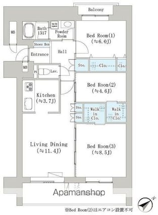 ナナアーク千石[3LDK/79.21m2]の間取図