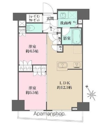 ルフォンプログレ四谷[2LDK/51.33m2]の間取図
