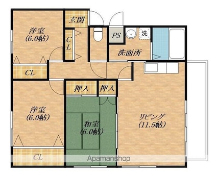 アステール三雲[3LDK/66.3m2]の間取図