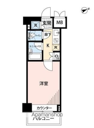ルーブル野方伍番館[1K/20.52m2]の間取図