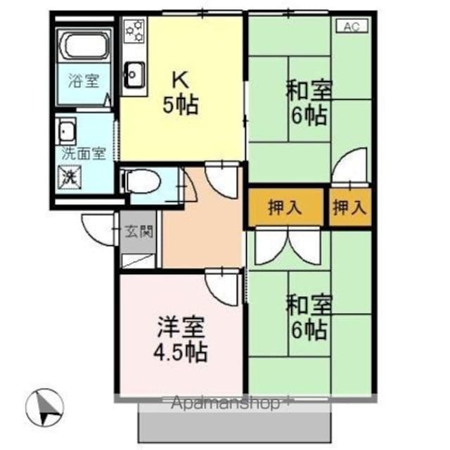 フレグランスのだやま[3DK/46.75m2]の間取図