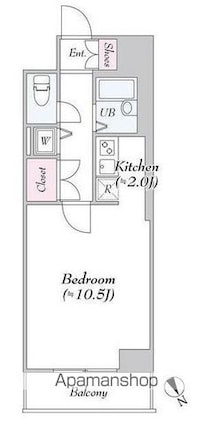 ヴァンテ・アン神楽坂[1K/34.74m2]の間取図