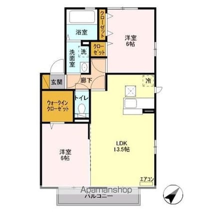 サニーヒルズ東豊田[2LDK/59.55m2]の間取図