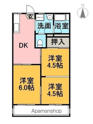 タウン６６Ｃ棟[3DK/40.3m2]の間取図