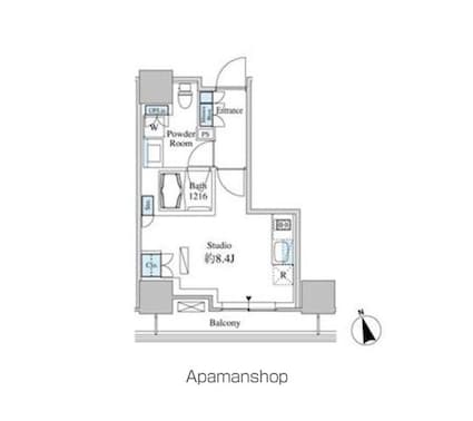 ベルファース芝浦タワー[1R/26.19m2]の間取図