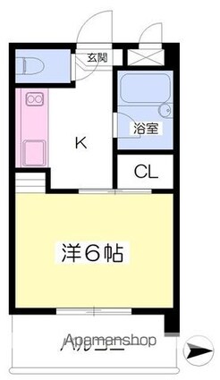 サウンドピア松山Ⅰ[1K/20.3m2]の間取図