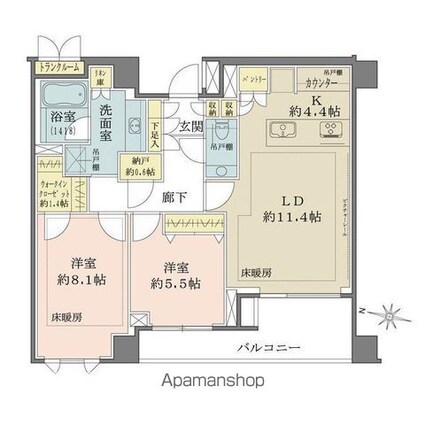 ザ・パークハウス千代田六番町[2LDK/75.31m2]の間取図