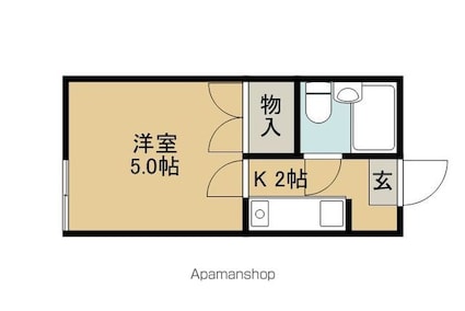 スプリングハイム[1K/14.3m2]の間取図