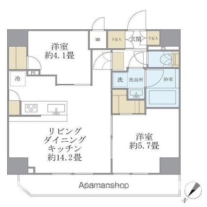 アジールコート町屋[2LDK/52.92m2]の間取図