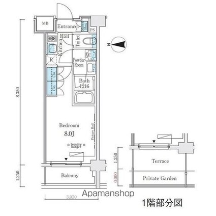 ウエリスアーバン中野坂上[1K/25.23m2]の間取図