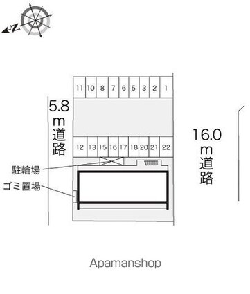レオパレスすばる[1K/19.87m2]の配置図