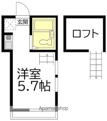 スターシェモア代田橋[1K/13.41m2]の間取図