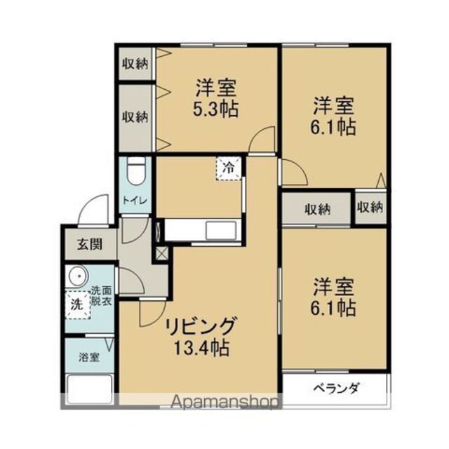 ベルシティ大野[3LDK/68.1m2]の間取図
