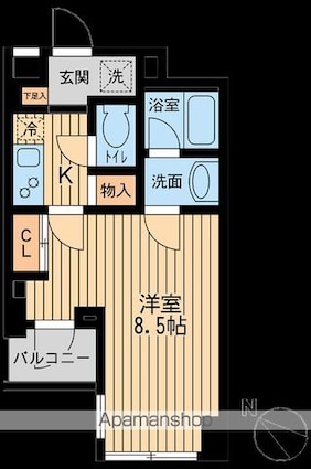 ユニフォート目黒中町[1K/26.56m2]の間取図