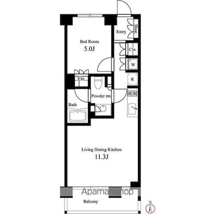 イプセ蒲田ＷＥＳＴ[1LDK/37.35m2]の間取図
