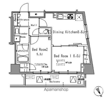 パークアクシス新板橋ウエスト[2DK/48.06m2]の間取図