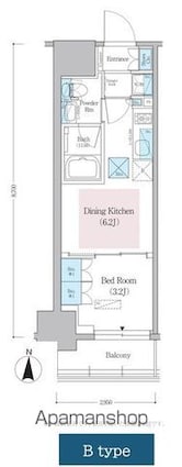 アーバネックス蔵前レジデンス[1DK/25.6m2]の間取図