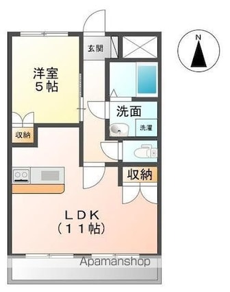 ジェミニ白銀Ｂ棟　[1LDK/41.02m2]の間取図