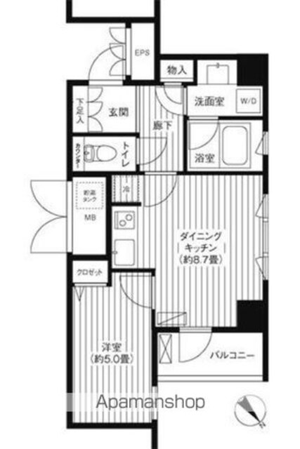 コスモリード新宿余丁町[1LDK/36.19m2]の間取図
