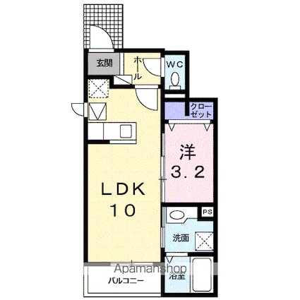 ドゥエム[1LDK/33.49m2]の間取図
