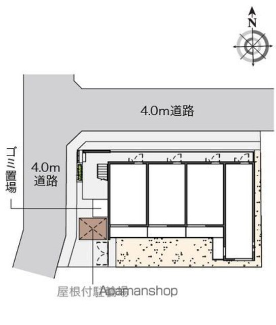 クレイノ葵芳　１号館[1K/21.47m2]の配置図