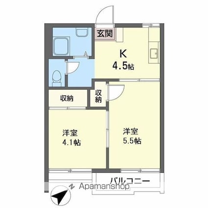 コーポラス津森[2K/38.85m2]の間取図