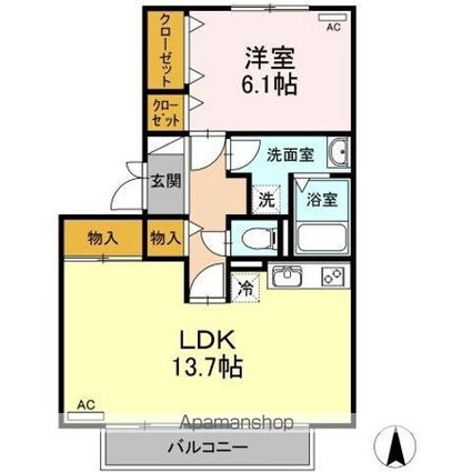 サンラモン東山　Ａ[1LDK/50.36m2]の間取図