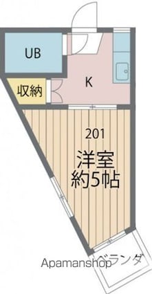 ポルシェ三鷹[1K/17.15m2]の間取図