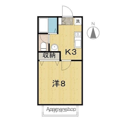 コーポクラサンⅡ[1K/26.93m2]の間取図