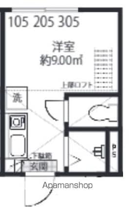 東京都新宿区富久町[1R/13.25m2]の間取図