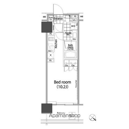 パークハビオ赤坂タワー[1R/25.44m2]の間取図