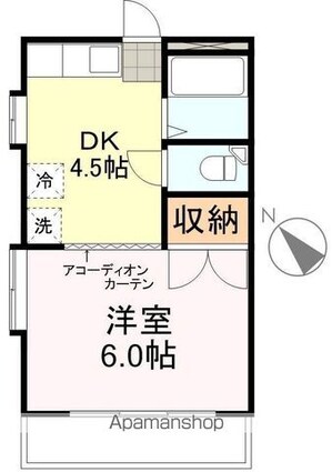 北山レジデンス[1DK/26m2]の間取図