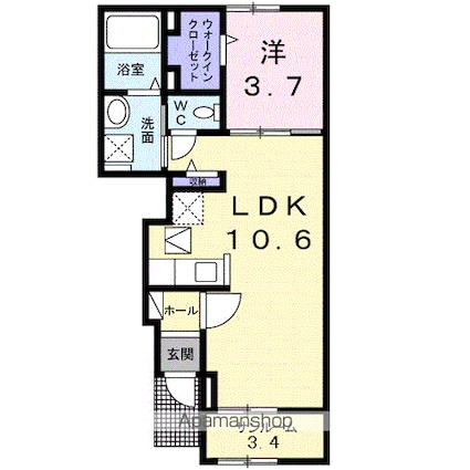 レジナス　クスミール[1LDK/40.12m2]の間取図