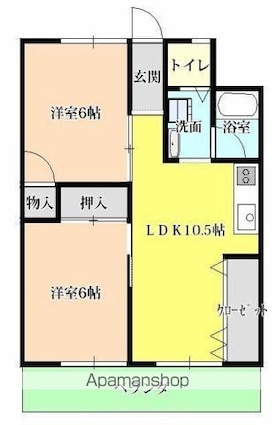 つるいマンション[2LDK/51m2]の間取図
