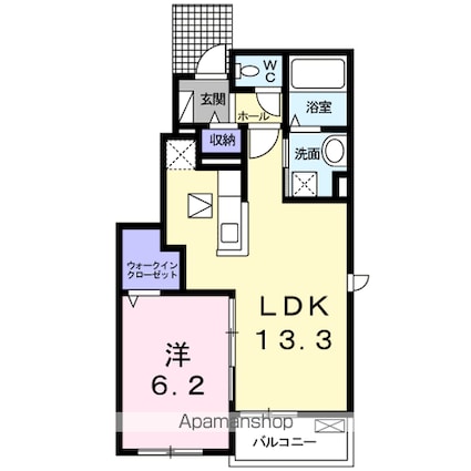 愛媛県松山市桑原５丁目[1LDK/45.19m2]の間取図