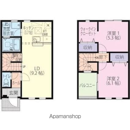 グラン・ドゥ・ソレイユ向日葵[2LDK/65.5m2]の間取図