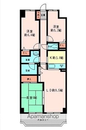 ドエル瀬田[3LDK/67.2m2]の間取図