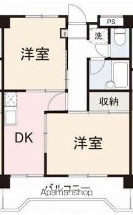 栗林ハイツ[2DK/36.33m2]の間取図