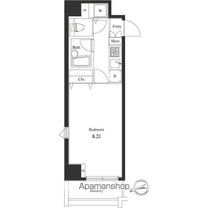 ヴェルト東新宿[1K/24.56m2]の間取図