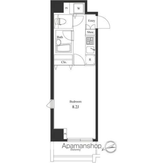 ヴェルト東新宿[1K/24.56m2]の間取図