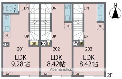 カインドネス西武柳沢Ⅳ[1LDK/32.6m2]の間取図