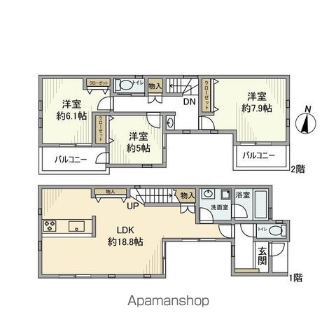東京地下鉄副都心線 地下鉄赤塚駅 徒歩14分 2階建 築14年の間取り写真