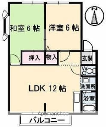 グリーンヒルズ太田　Ａ・Ｂ・Ｃ棟[2LDK/52.84m2]の間取図