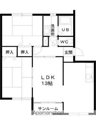 アクア・フェザー　Ｂ[2LDK/58.58m2]の間取図
