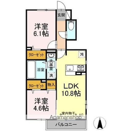 東京都日野市万願寺３丁目[2LDK/50.57m2]の間取図