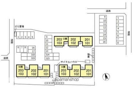 エバンスタウンコスモ　Ａ[2DK/47.69m2]の配置図