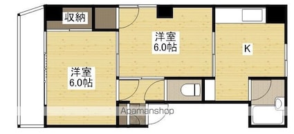 下田ビル[2K/35m2]の間取図