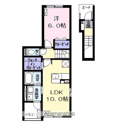 ユニ・エルマーナ[1LDK/44.88m2]の間取図