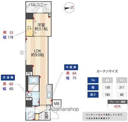 ＺＯＯＭ信濃町[1LDK/31.86m2]の間取図
